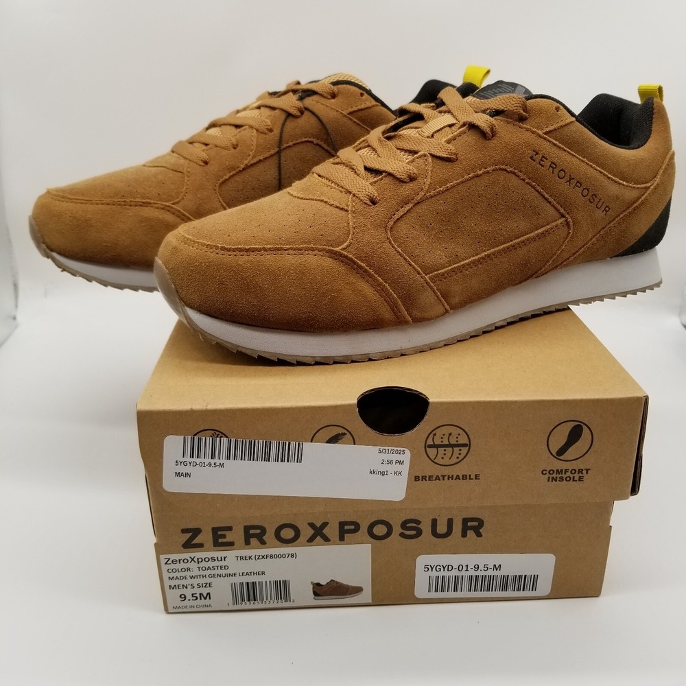 ZeroXposur Men Trek Hiking Shoes Sz 9.5 Brown Suede Low Lace‎ Up Sneakers